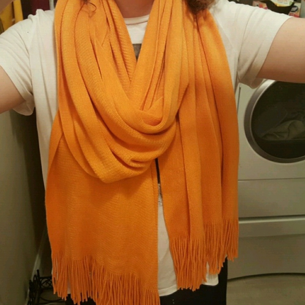 Creamcicle Orange Extra Long Fringe Pashmina Scarf
